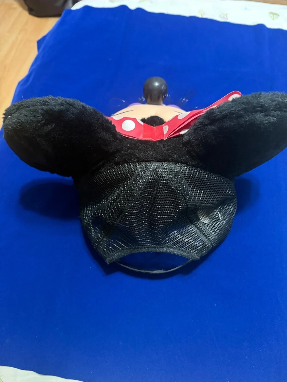 Vintage Disney Minnie Mouse Plush Ear Headband with Red Polka Dot Bow 1990